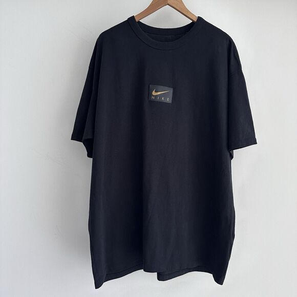 Nike T Shirt M90 Mens XXL Gold Swoosh Casual Streetwear Oversized Hip Hop Tee - Picture 1 of 8